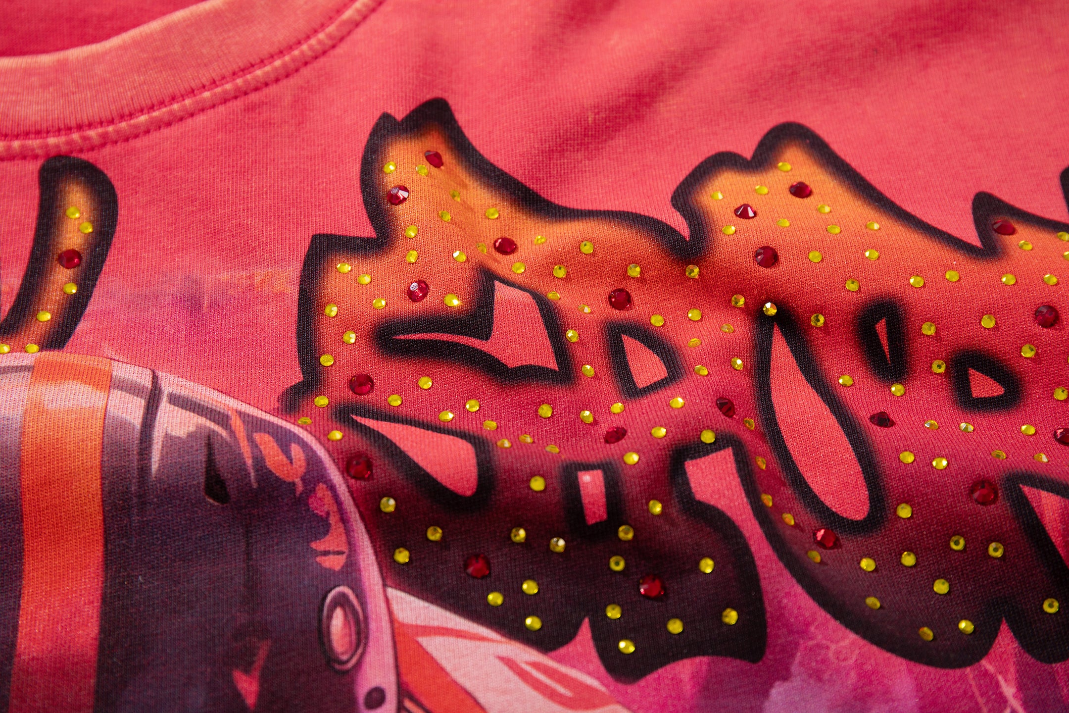 MAJESTIK Football Monster Vintage Red Double‑Sided T‑Shirt