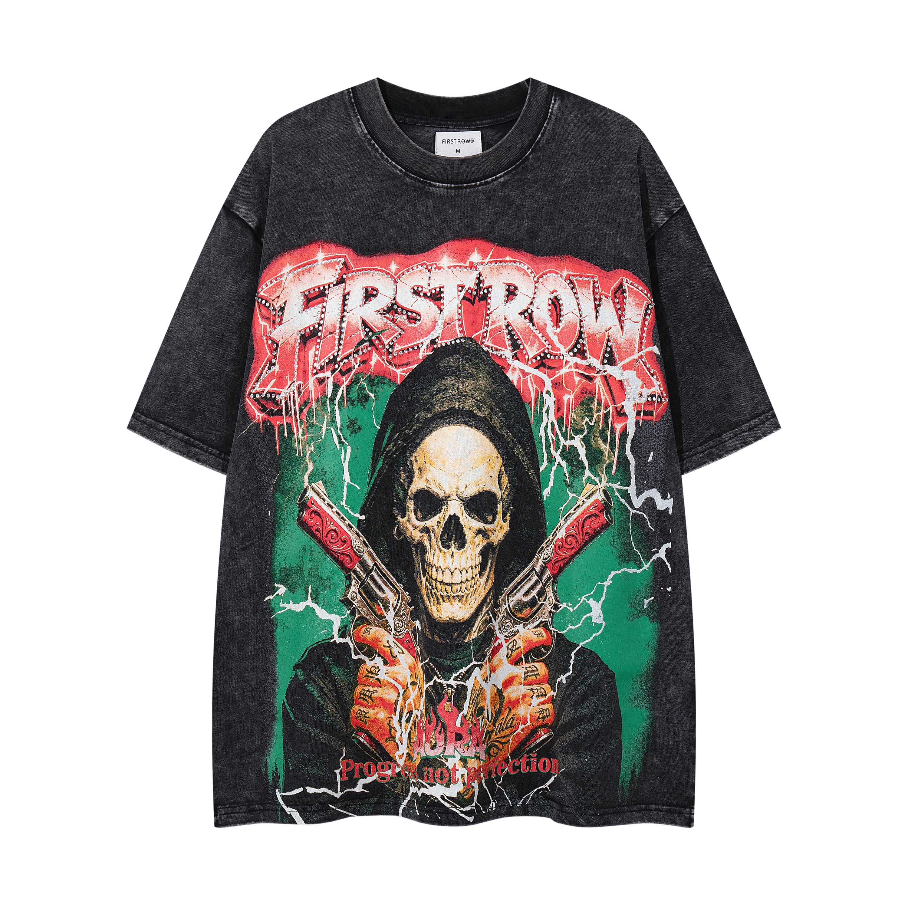 MAJESTIK Double‑Sided Skull Graphic Vintage T‑Shirt