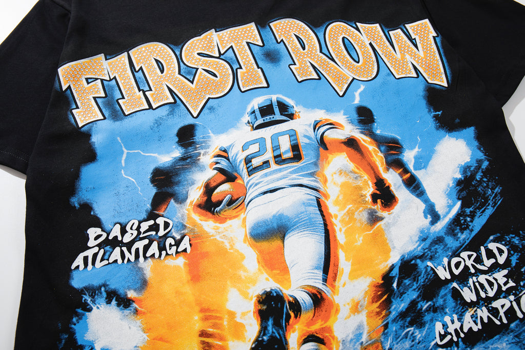 MAJESTIK Dual‑Sided Vintage Football Graphic T‑Shirt
