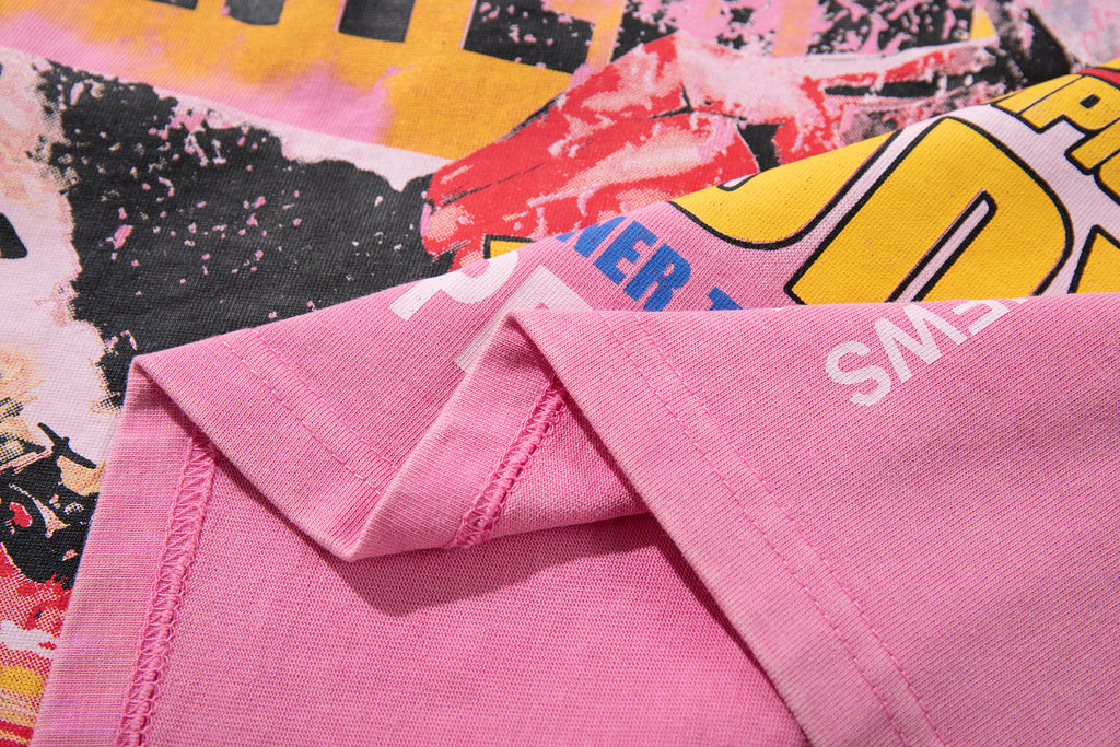MAJESTIK Moto Racing Vintage Pink T‑Shirt