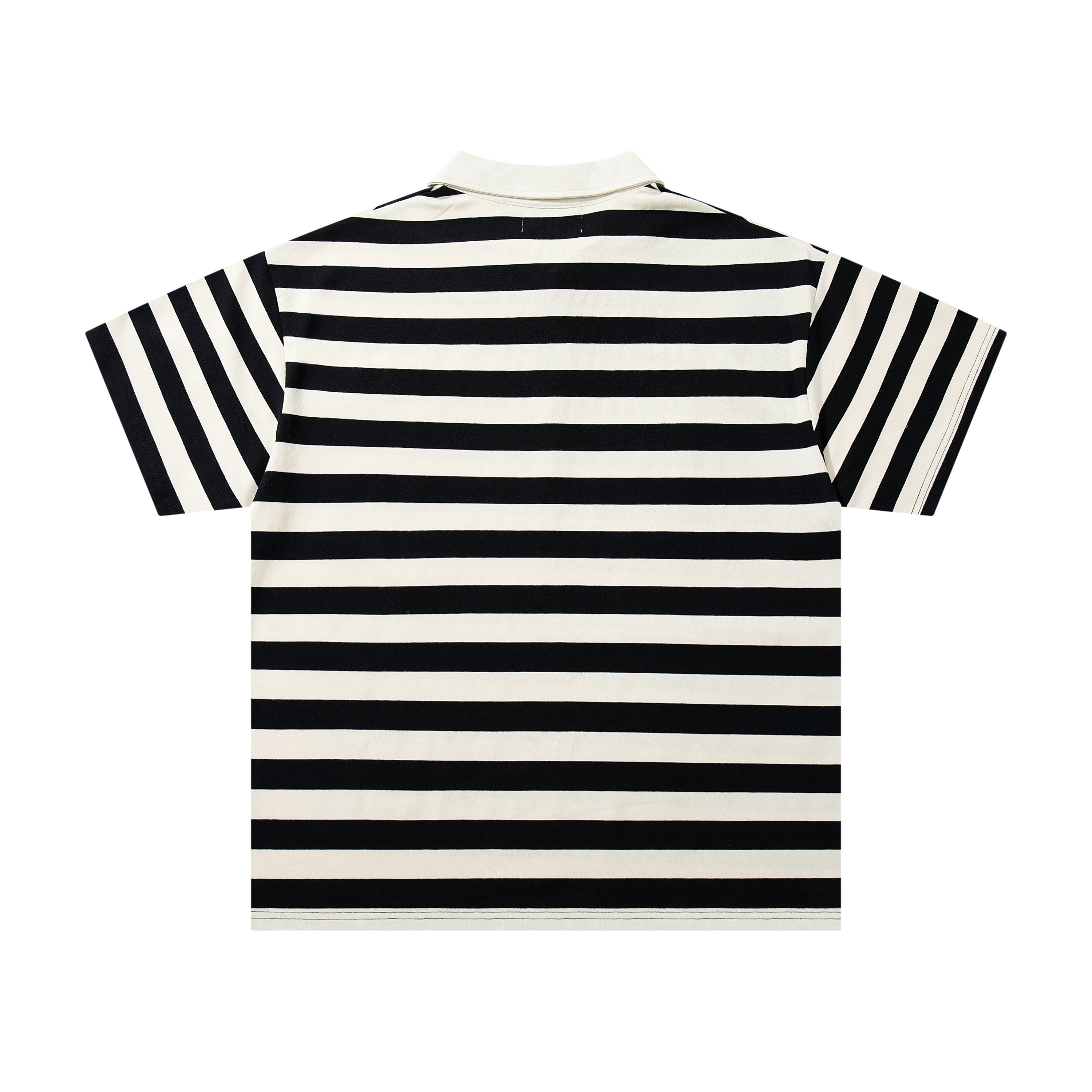 MAJESTIK Striped Half‑Zip Portrait Polo Short‑Sleeve Shirt