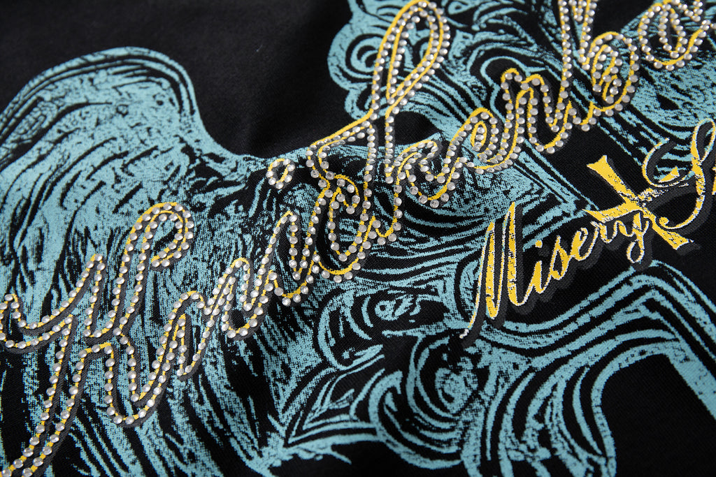 MAJESTIK Alien Skull Angel Sword Double‑Sided Graphic T‑Shirt