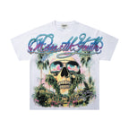MAJESTIK Tropical Skull Double‑Sided Graphic T‑Shirt
