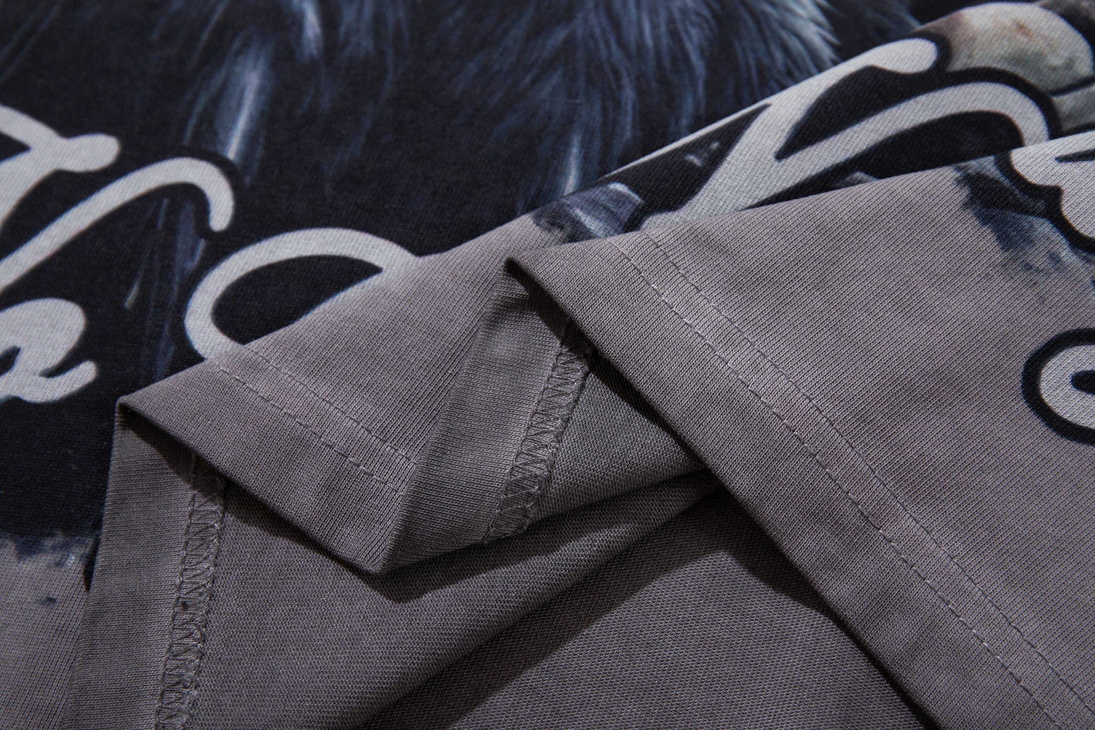 MAJESTIK Black Panther Skull Vintage Grey Double‑Sided T‑Shirt