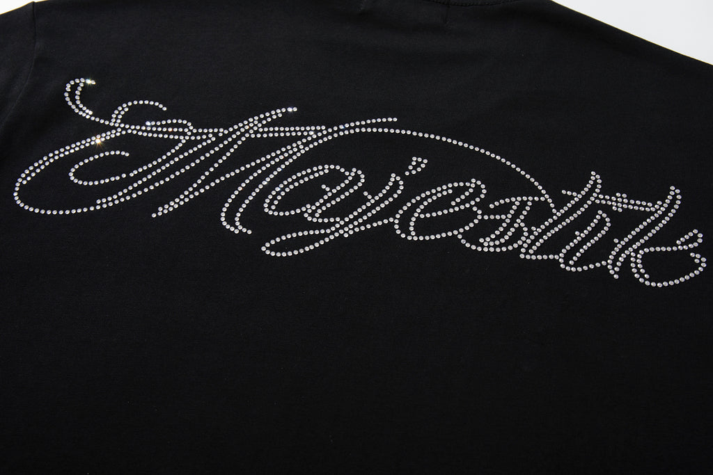 MAJESTIK Neon Skull Graphic Black T‑Shirt