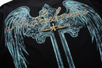 MAJESTIK Alien Skull Angel Sword Double‑Sided Graphic T‑Shirt