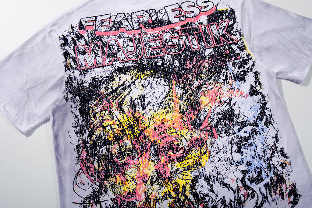 MAJESTIK Fearless Graffiti Chaos Double‑Sided Vintage T‑Shirt