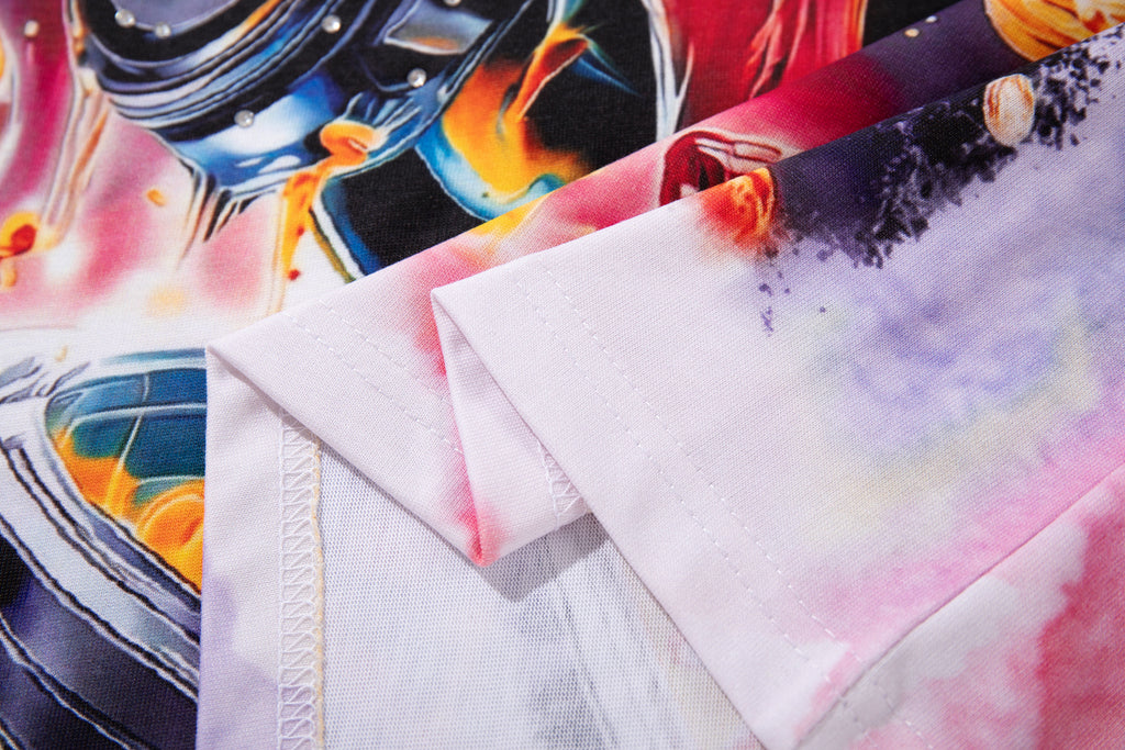 MAJESTIK Tie‑Dye Skull Graphic T‑Shirt