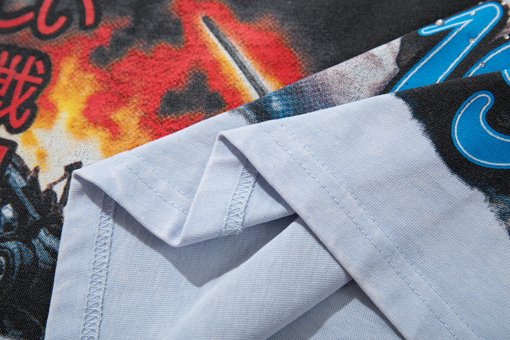 MAJESTIK Phantoms 199x Vintage Light Blue Double‑Sided T‑Shirt