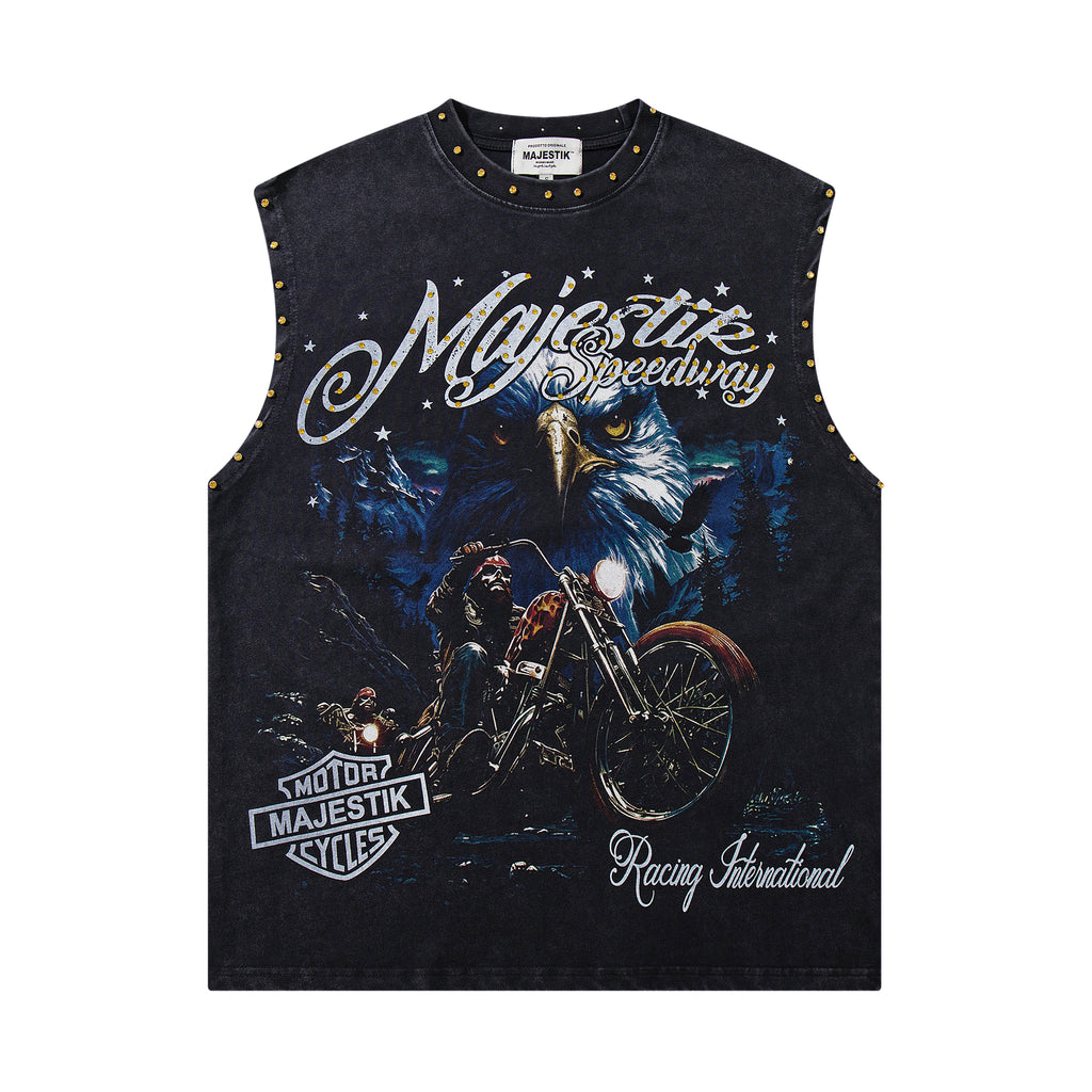 MAJESTIK Motorcycle Eagle Graphic Tank Top