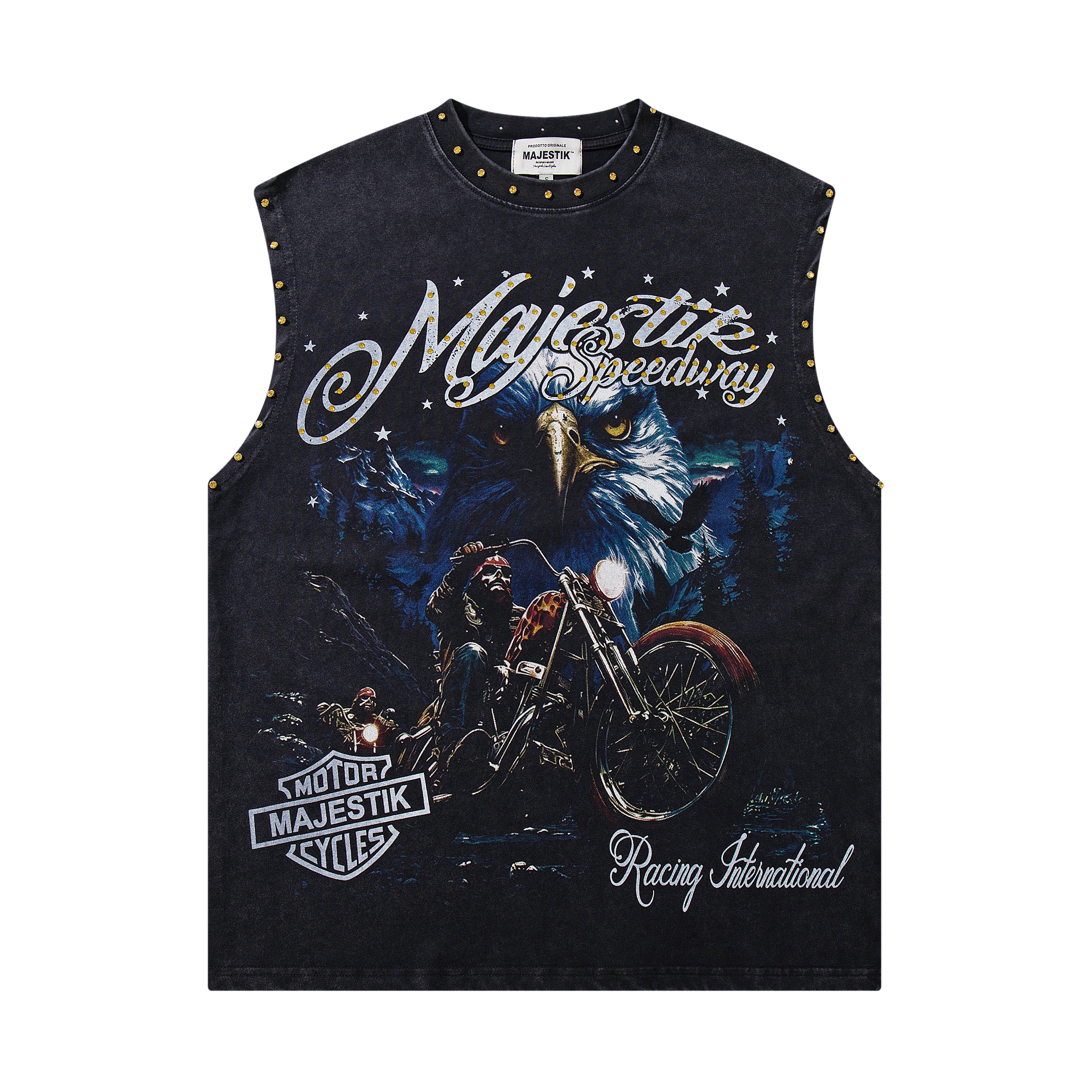 MAJESTIK Motorcycle Eagle Graphic Tank Top