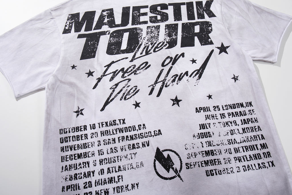 MAJESTIK Tour Skull Statue Of Liberty Double‑Sided Vintage T‑Shirt