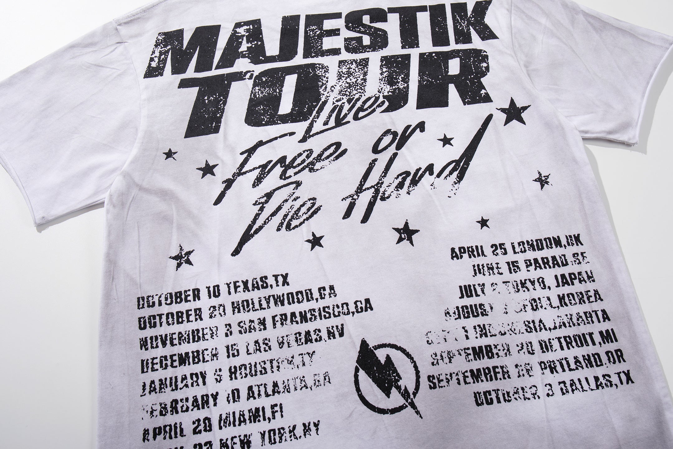 MAJESTIK Tour Skull Statue Of Liberty Double‑Sided Vintage T‑Shirt