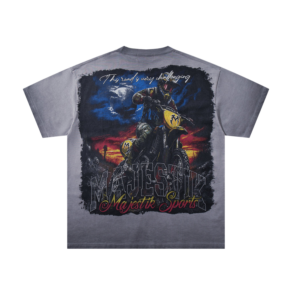MAJESTIK Dirt Bike Vintage Graphic T‑Shirt