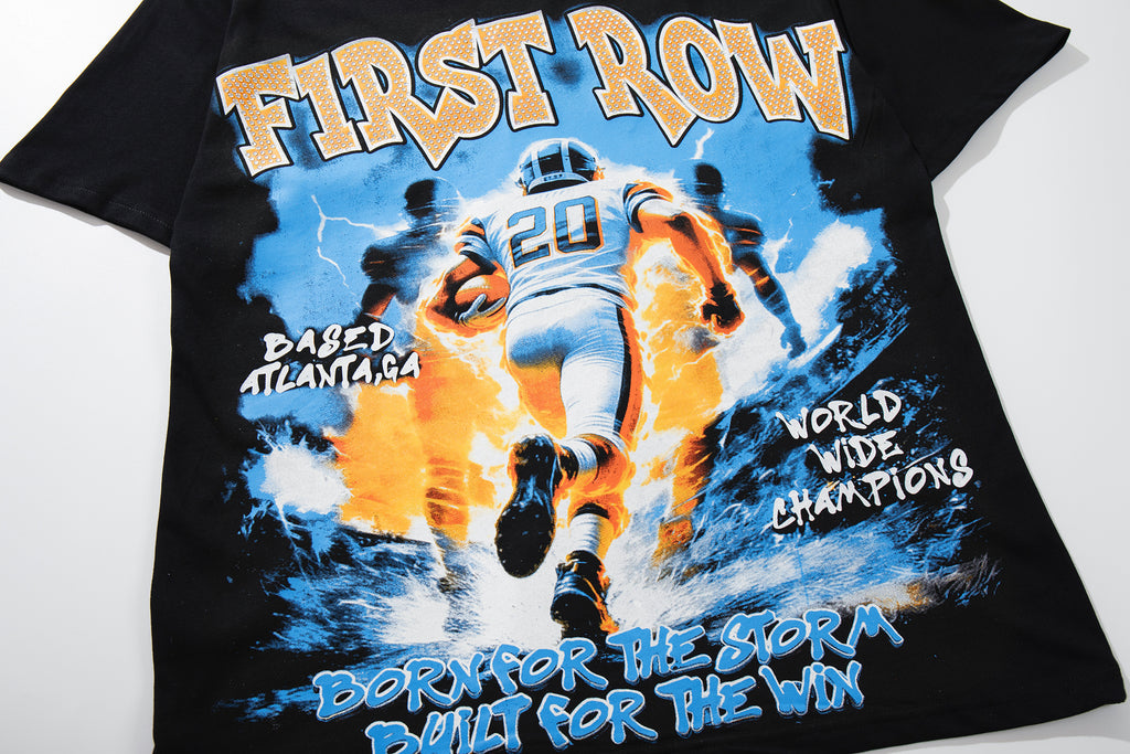 MAJESTIK Dual‑Sided Vintage Football Graphic T‑Shirt