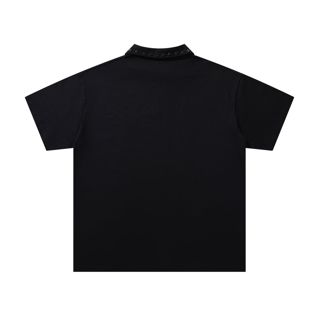 MAJESTIK Retro Car Diner Graphic Quarter‑Zip Polo Shirt