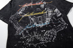 MAJESTIK Skeleton DJ Vintage Washed Double‑Sided Graphic T‑Shirt