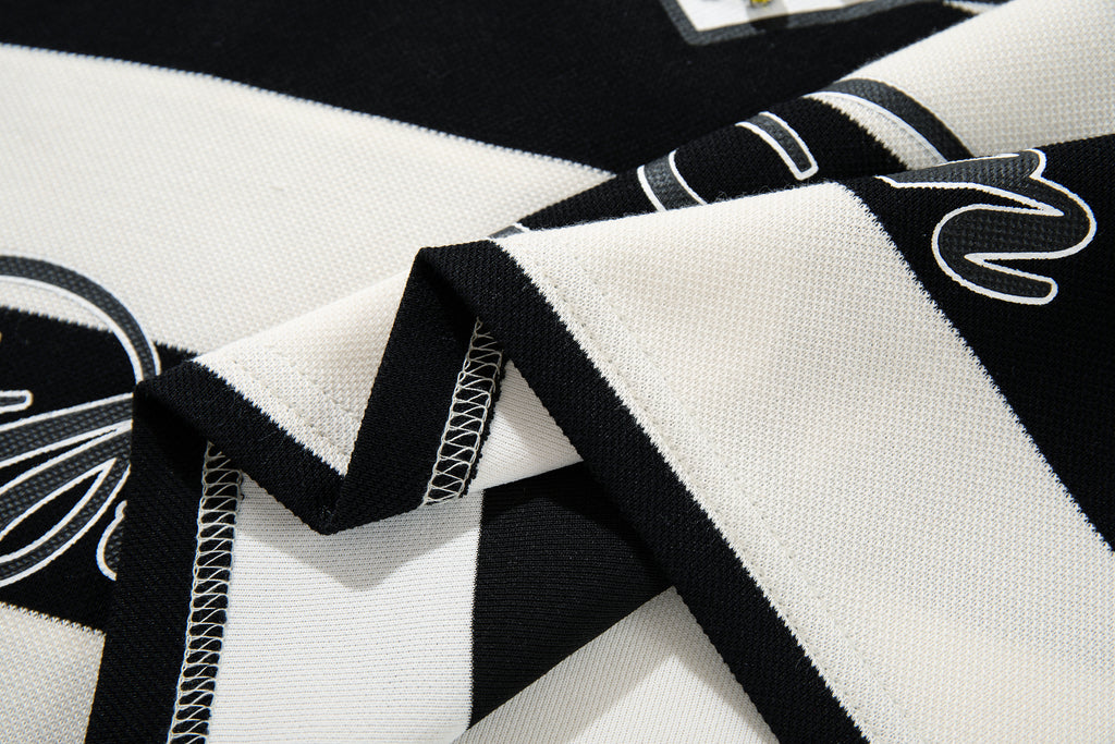 MAJESTIK Striped Embroidered Polo Shirt