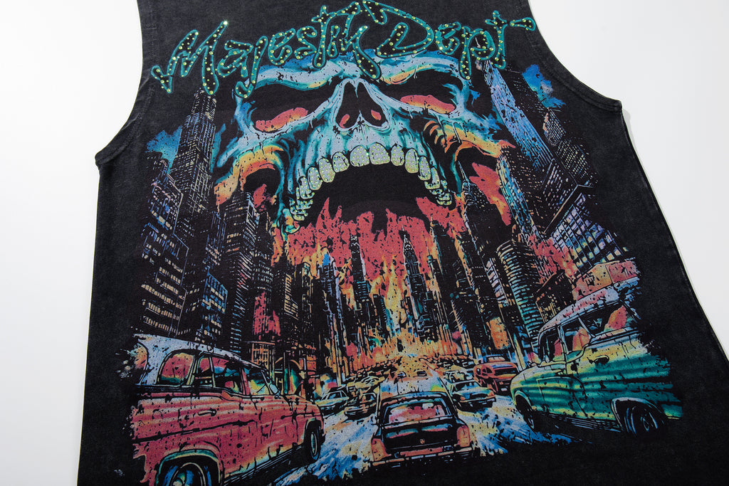MAJESTIK Skull Graphic Sleeveless Tank Top