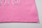 MAJESTIK Sports Patch‑Embroidered Half‑Zip Pink Striped Polo Shirt