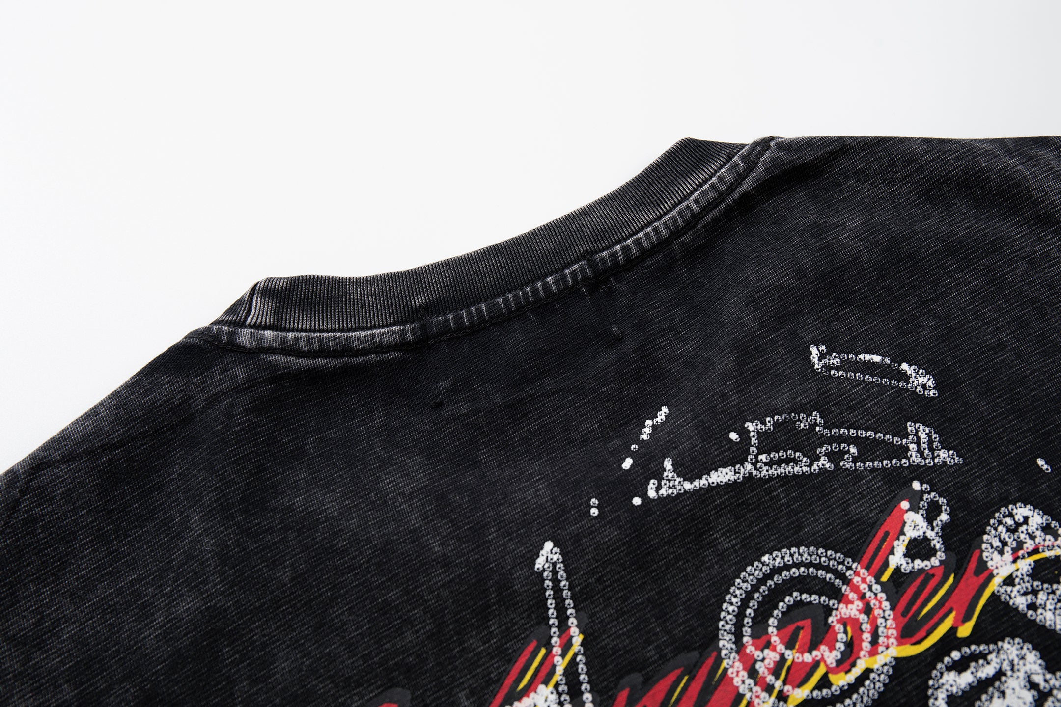 MAJESTIK Skeleton DJ Vintage Washed Double‑Sided Graphic T‑Shirt