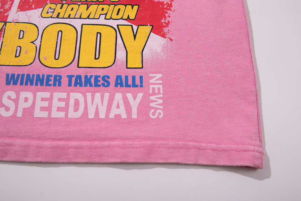 MAJESTIK Moto Racing Vintage Pink T‑Shirt