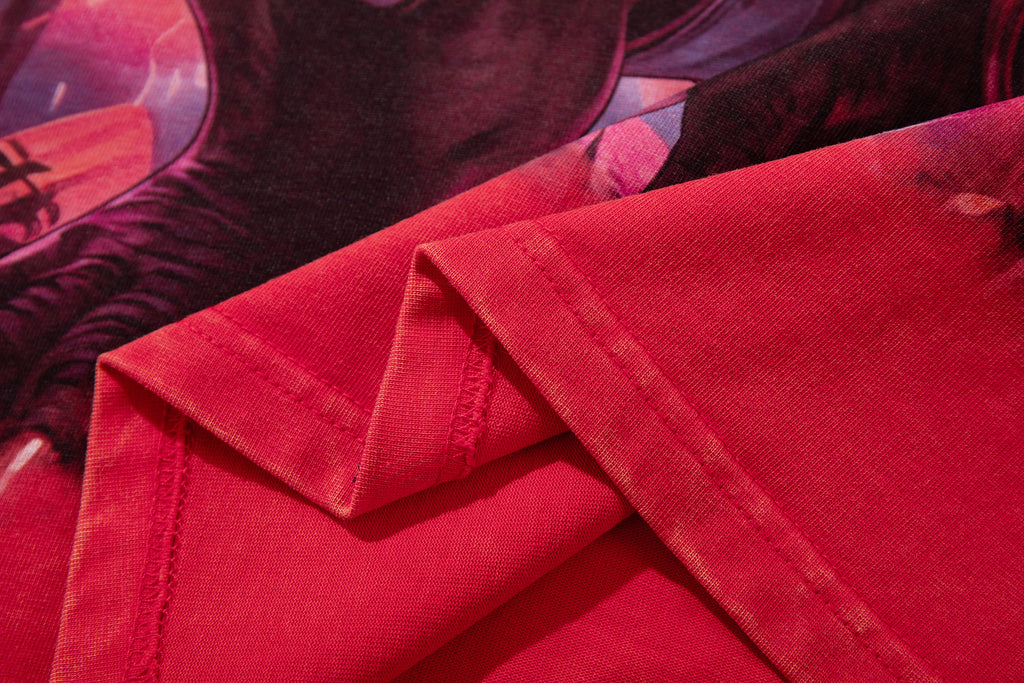 MAJESTIK Football Monster Vintage Red Double‑Sided T‑Shirt