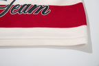 MAJESTIK Red‑White Striped Embroidered Polo Shirt