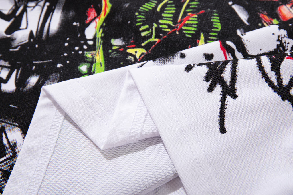MAJESTIK Green Monster Graffiti Double‑Sided Graphic T‑Shirt