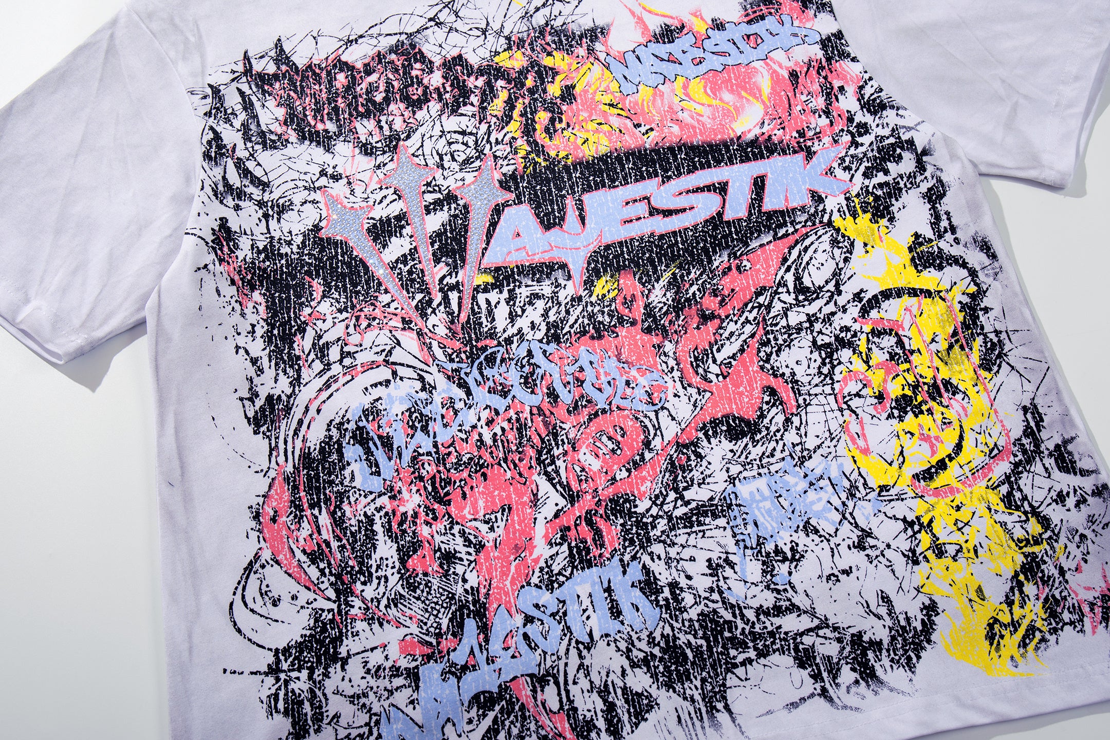 MAJESTIK Fearless Graffiti Chaos Double‑Sided Vintage T‑Shirt