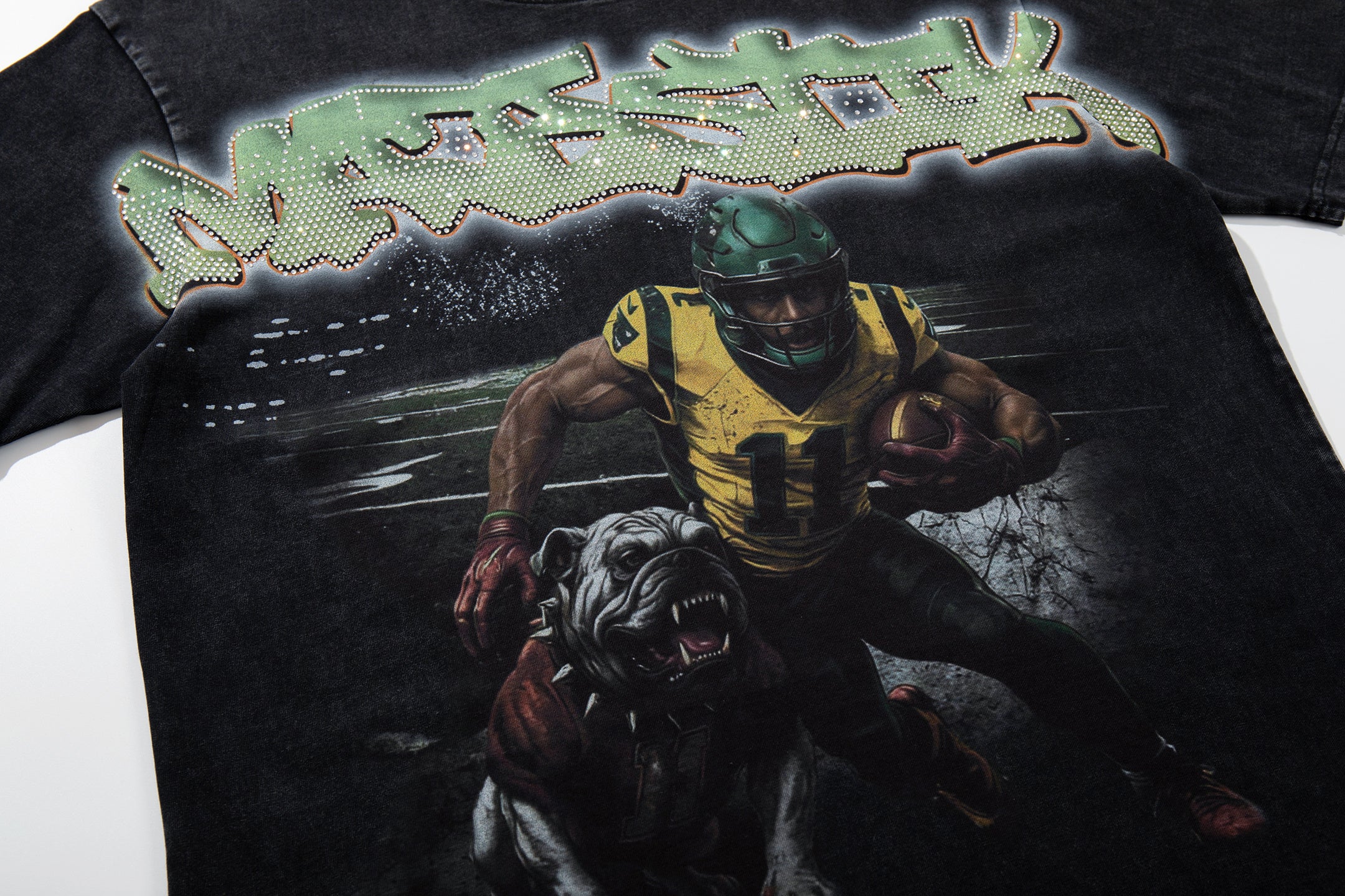MAJESTIK Football Player Double‑Sided Vintage T‑Shirt