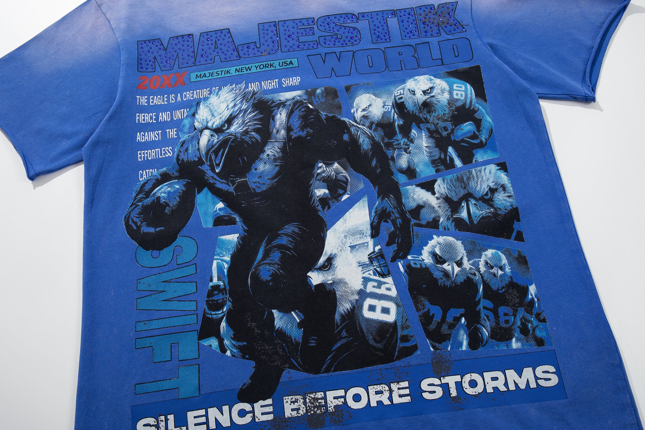 MAJESTIK Silence Before Storms Football Vintage T‑Shirt