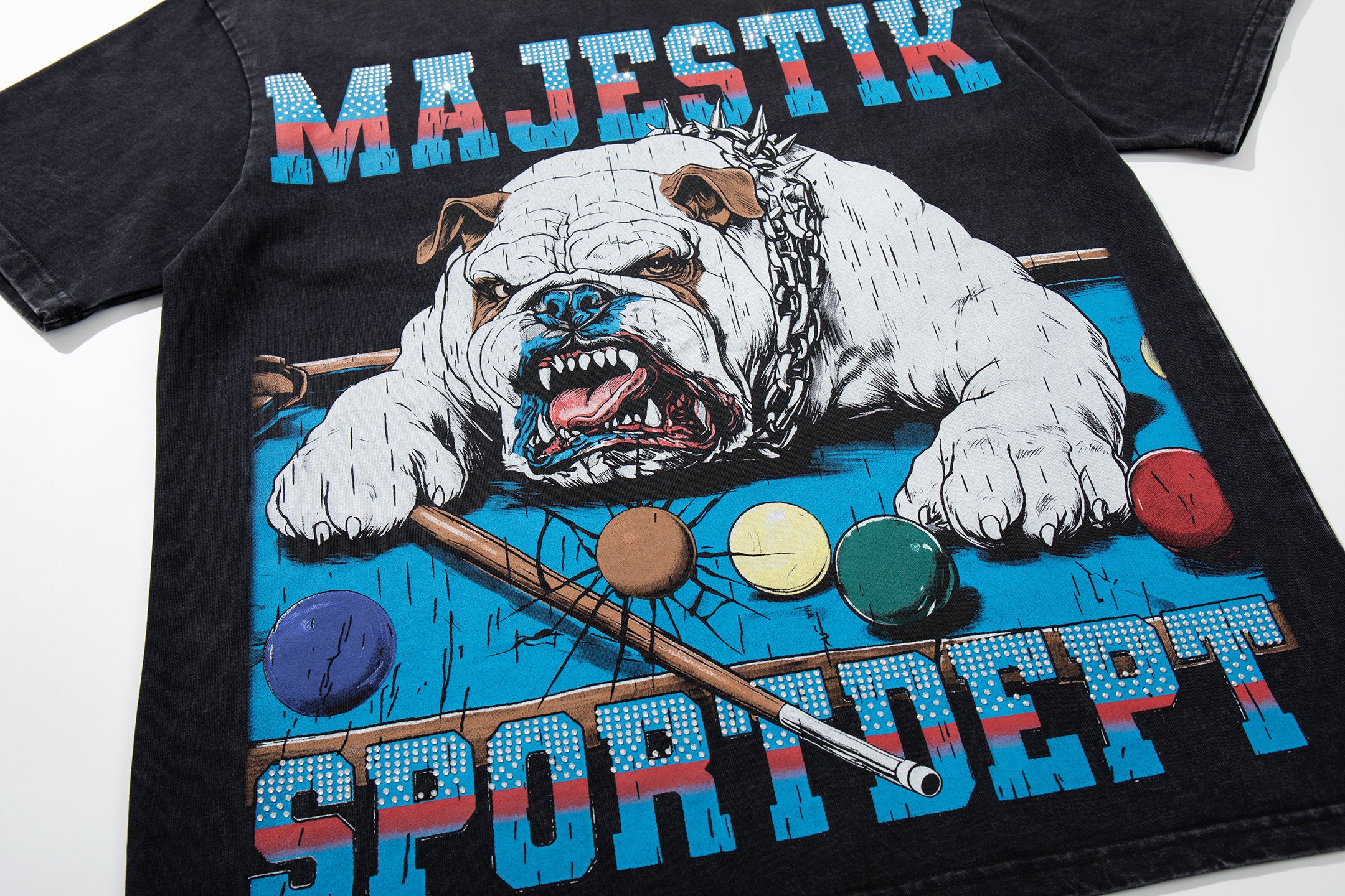 MAJESTIK Bulldog Billiard Vintage T‑Shirt