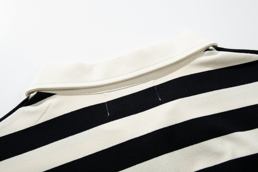 MAJESTIK Striped Half‑Zip Portrait Polo Short‑Sleeve Shirt