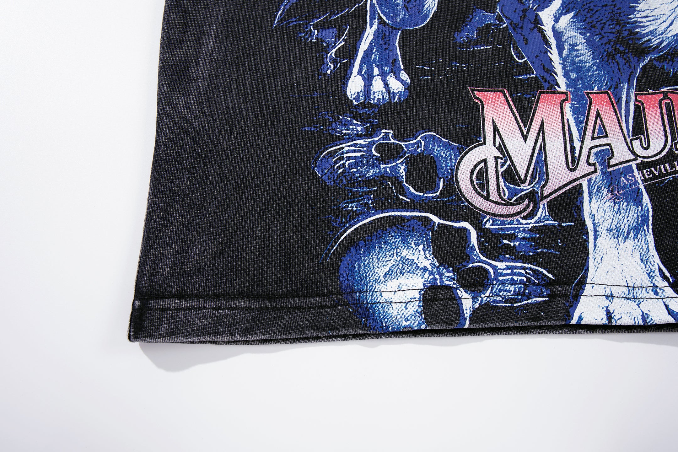 MAJESTIK Grim Reaper Scythe Vintage Washed Graphic T‑Shirt