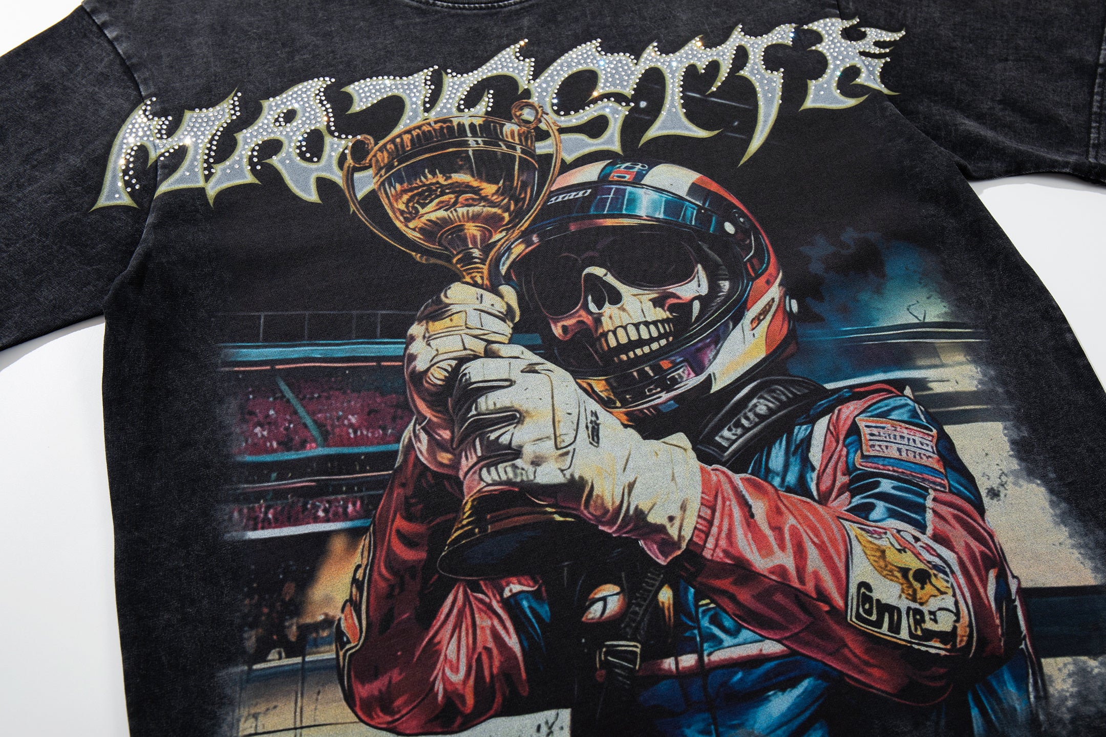 MAJESTIK Trophy Champion Skeleton Double‑Sided Vintage T‑Shirt