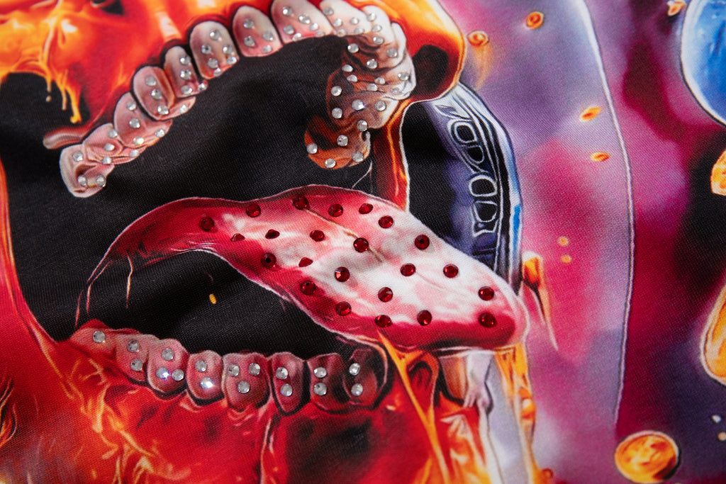MAJESTIK Tie‑Dye Skull Graphic T‑Shirt