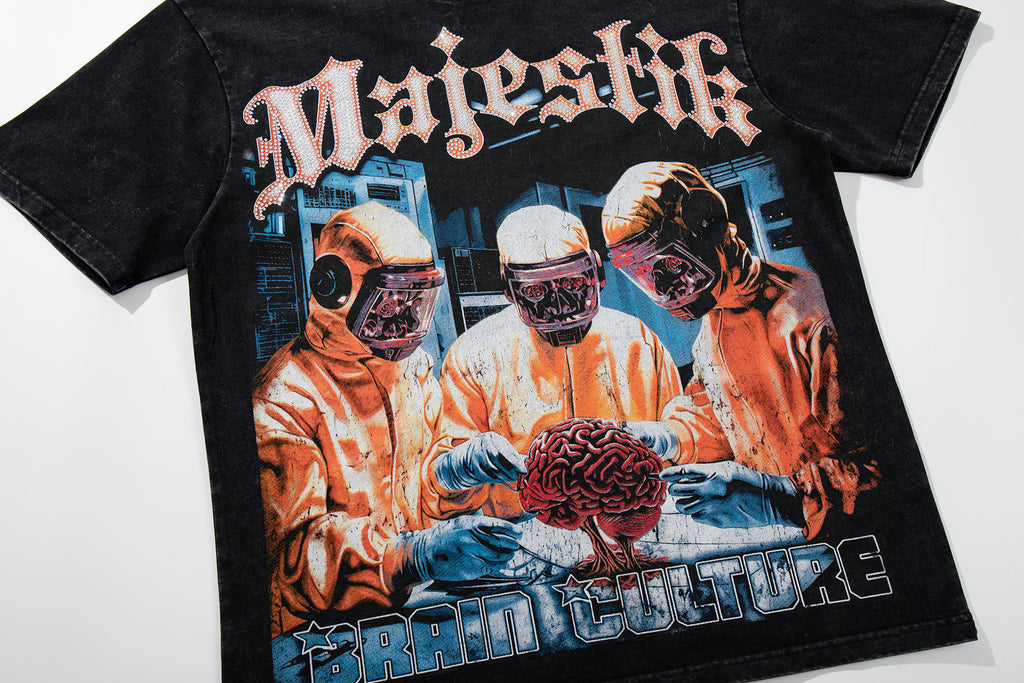 MAJESTIK Hazmat Crew Graphic Vintage T‑Shirt