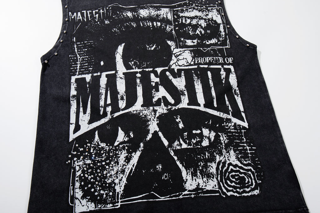 MAJESTIK Studios Distressed Eye Graphic Sleeveless Tank Top