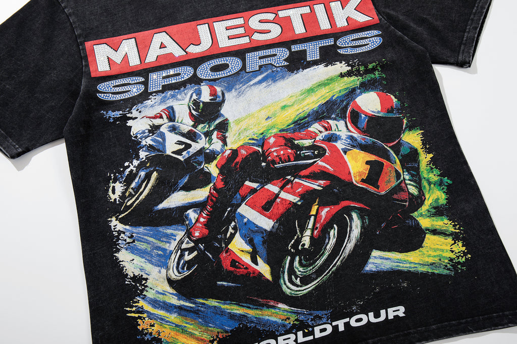 MAJESTIK Sports Motorcycle Racing Vintage Graphic T‑Shirt