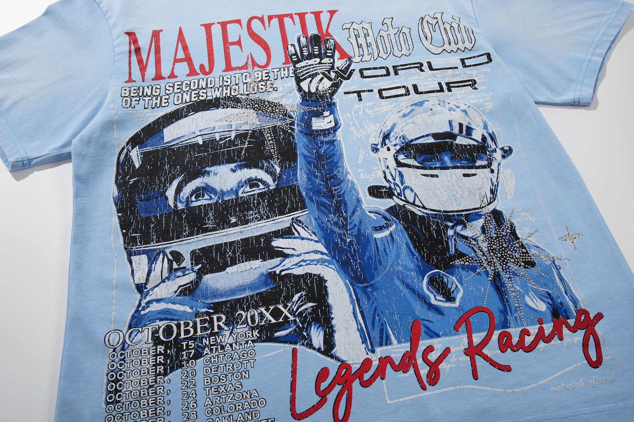 MAJESTIK Legends Racing Tour Light Blue T‑Shirt