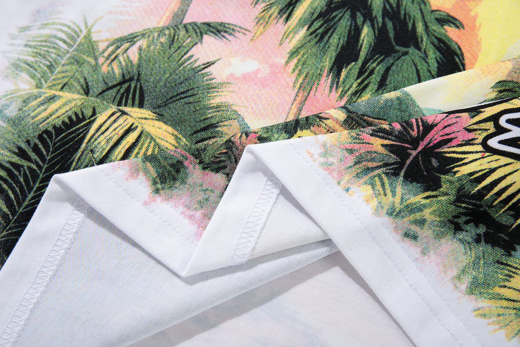 MAJESTIK Tropical Skull Double‑Sided Graphic T‑Shirt
