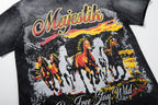 MAJESTIK Wild Horses Live Free Double‑Sided Vintage T‑Shirt