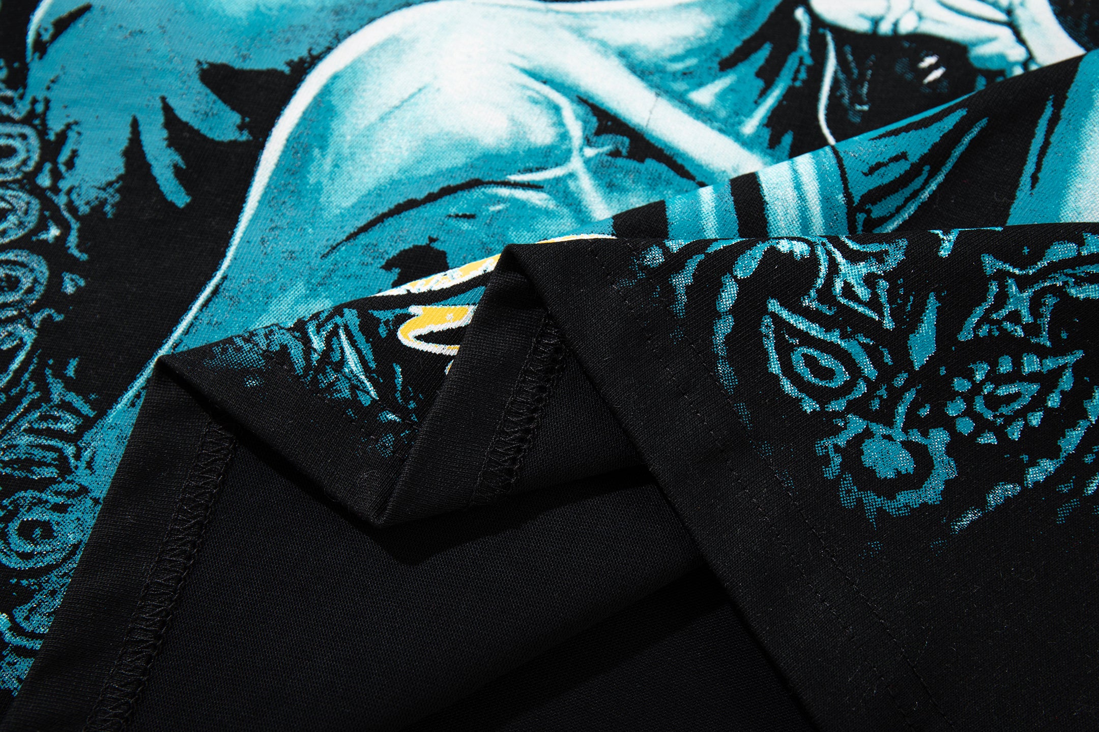 MAJESTIK Alien Skull Angel Sword Double‑Sided Graphic T‑Shirt