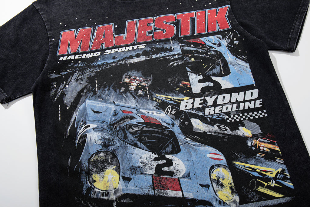 MAJESTIK Racing Car Vintage T‑Shirt