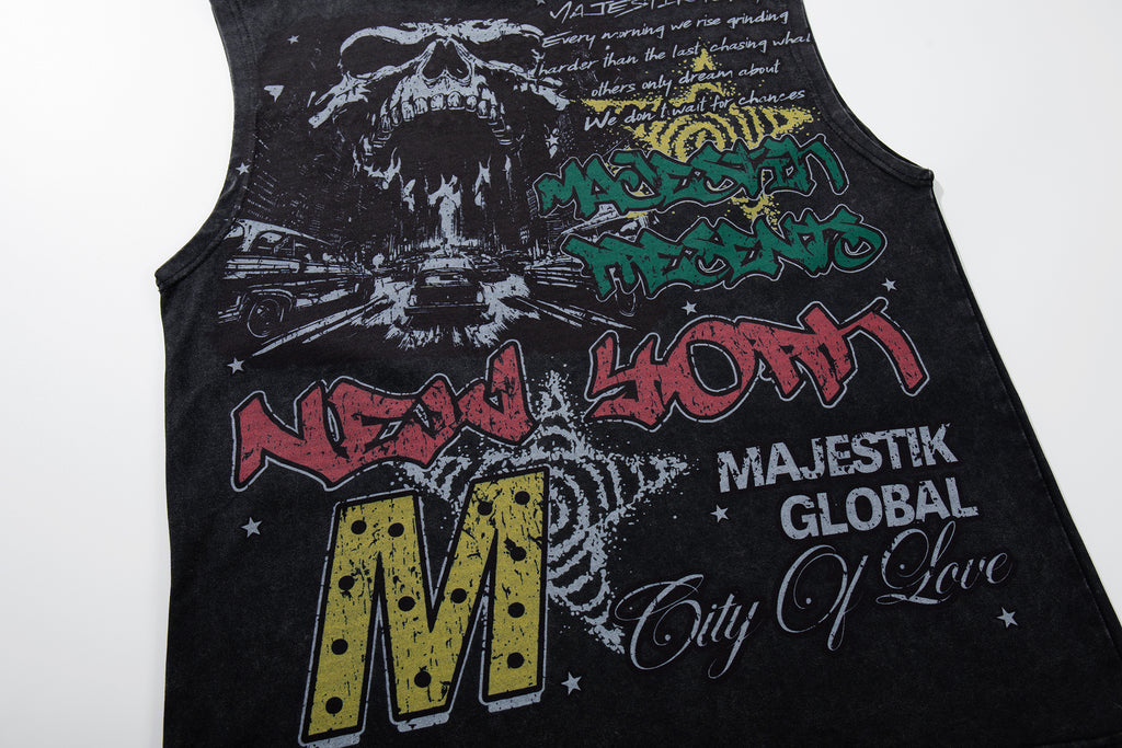 MAJESTIK Skull Graphic Sleeveless Tank Top