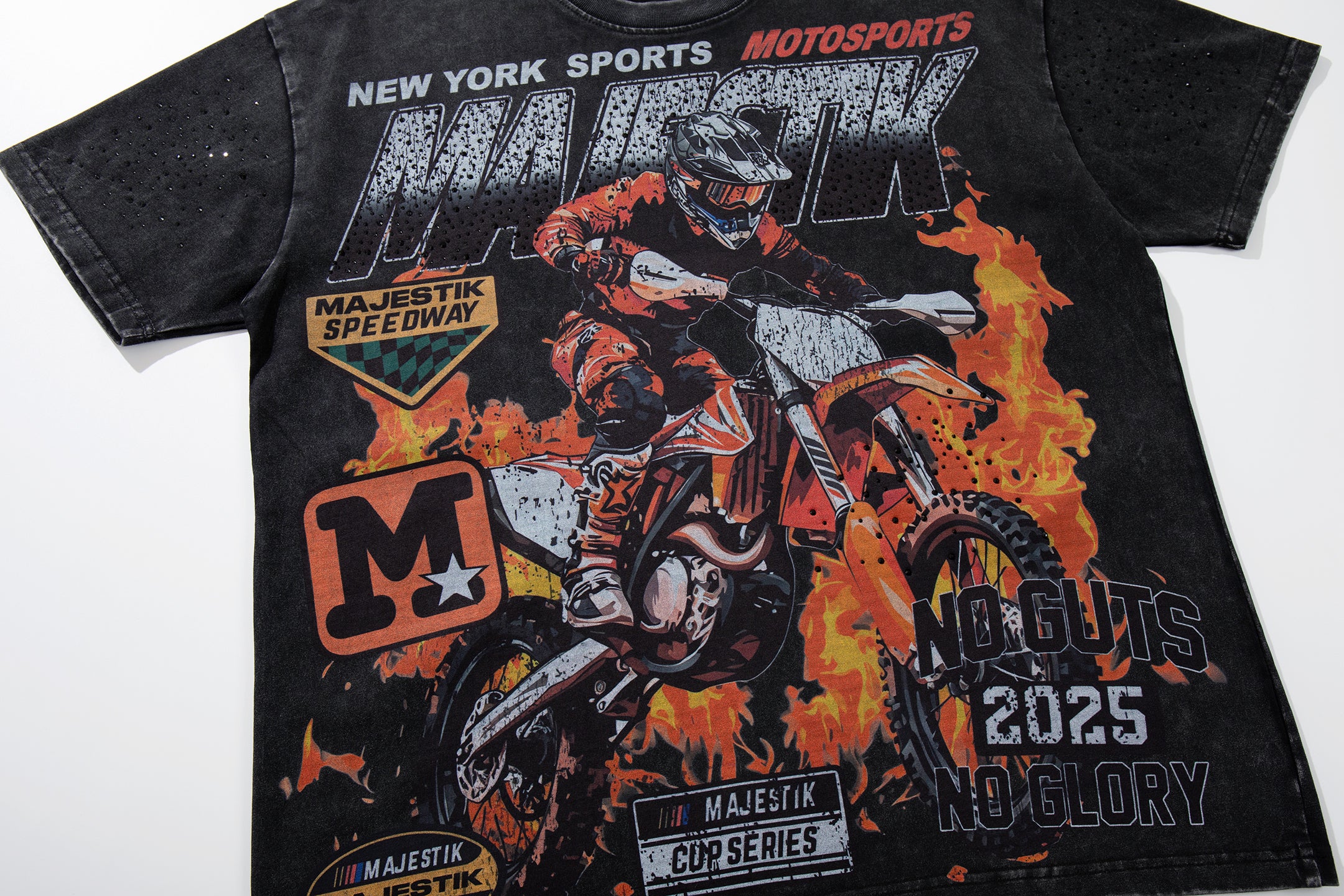 MAJESTIK Motosports 00 Champions Vintage Black Double‑Sided T‑Shirt