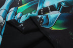 MAJESTIK Neon Skull Graphic Black T‑Shirt