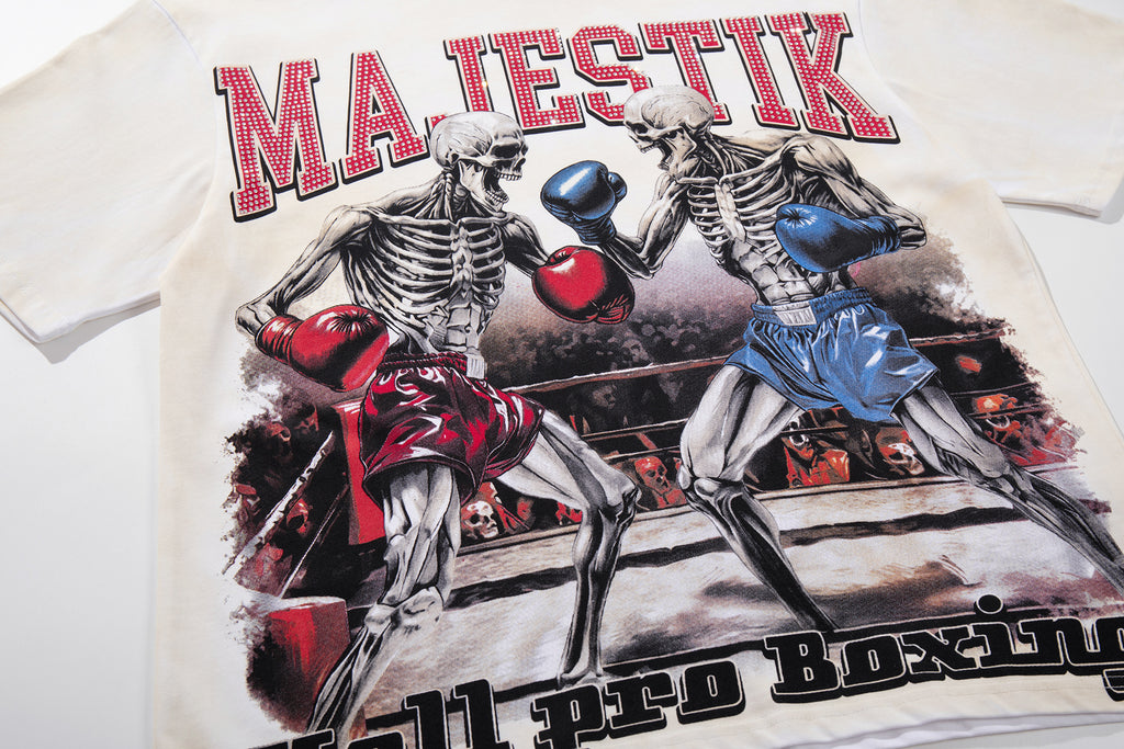 MAJESTIK Hell Pro Boxing Skeleton Double‑Sided Vintage T‑Shirt