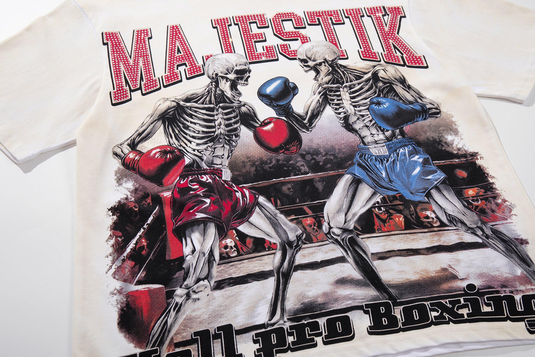 MAJESTIK Hell Pro Boxing Skeleton Double‑Sided Vintage T‑Shirt